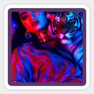 New Wave Lady with Tiger Sticker